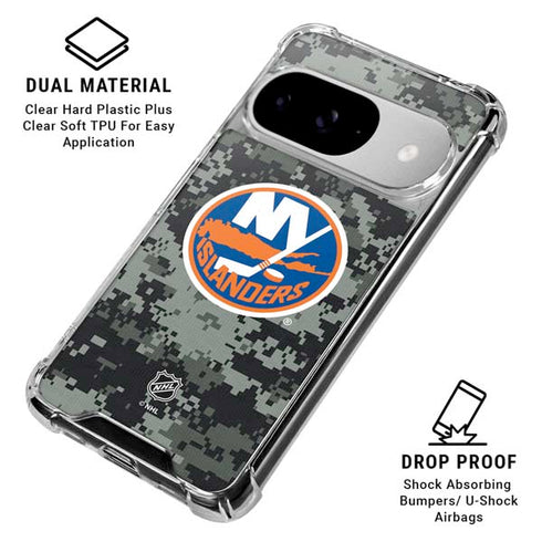 NHL New York Islanders Camo Google Pixel 10 Clear Case